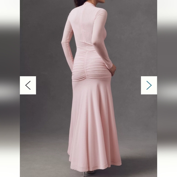Bardot Lea Drop-Waist Mesh Maxi Blush Long Sleeve Dress, Retail $189.00US - Picture 2 of 16